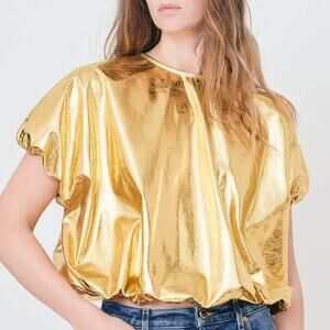 SECULAR Georgina Metallic Top in Metallic Gold 9252-M Medium NEW NWT